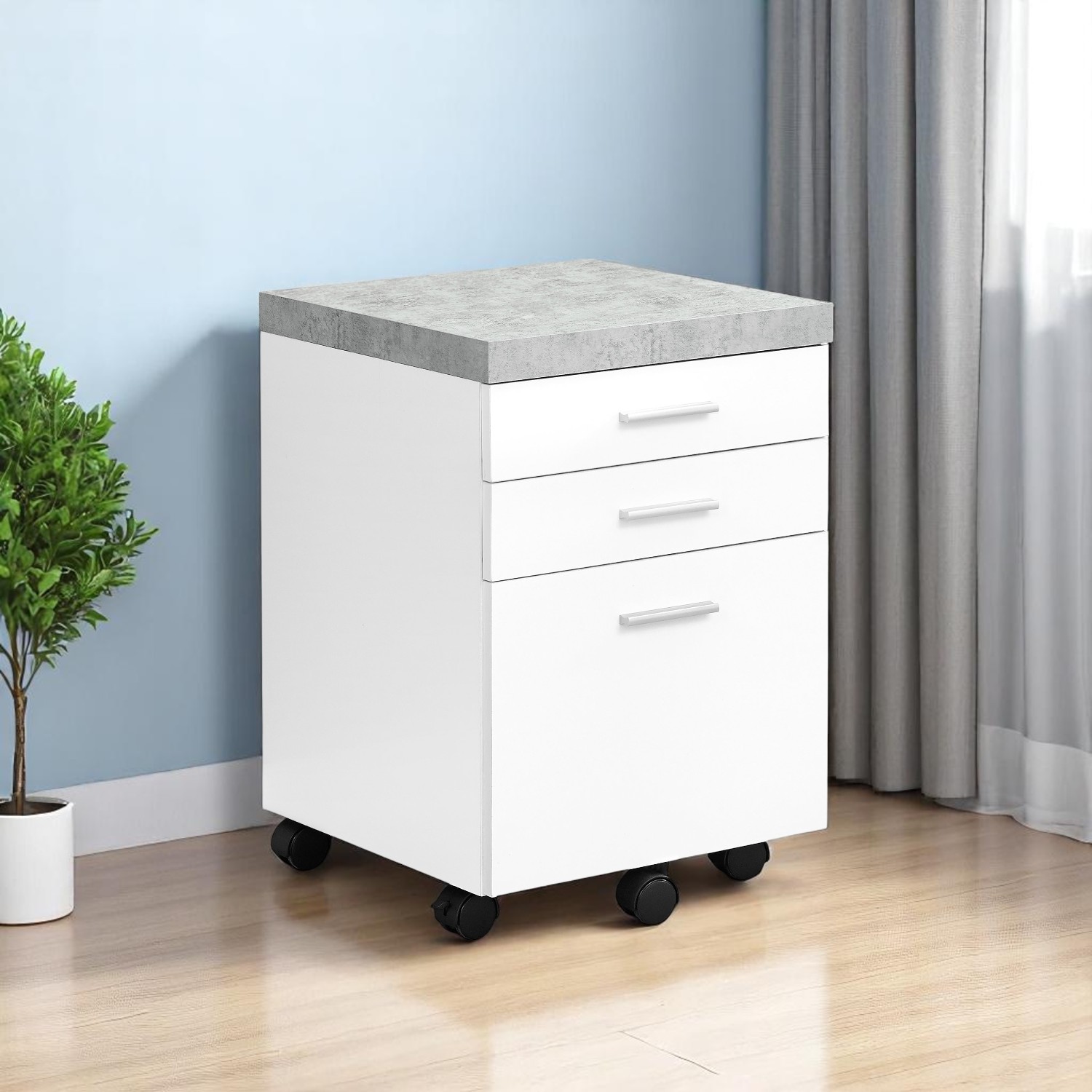 25" White Particle Board and Wood Filing Cabinet With 3 Drawers-333354-1