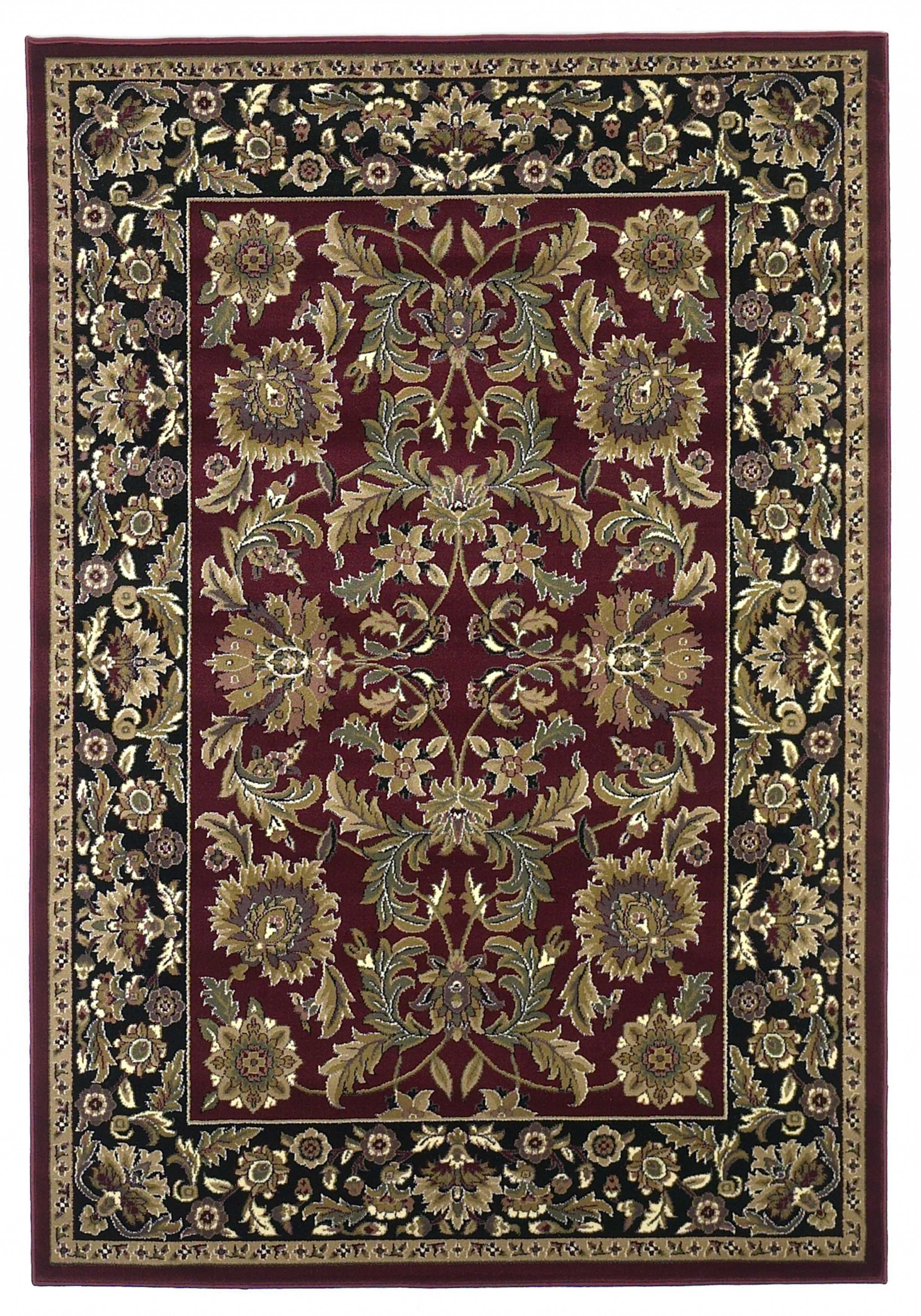 8' Red And Black Floral Runner Rug-353589-1