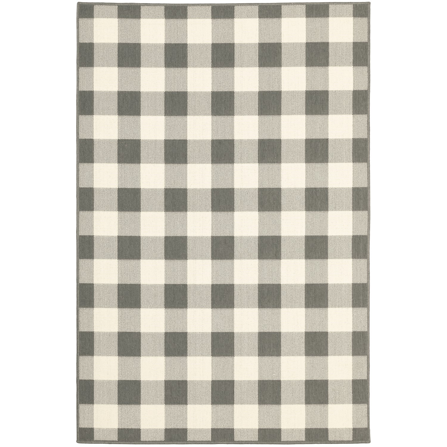 2' X 4' Gray and Ivory Indoor Outdoor Area Rug-389624-1