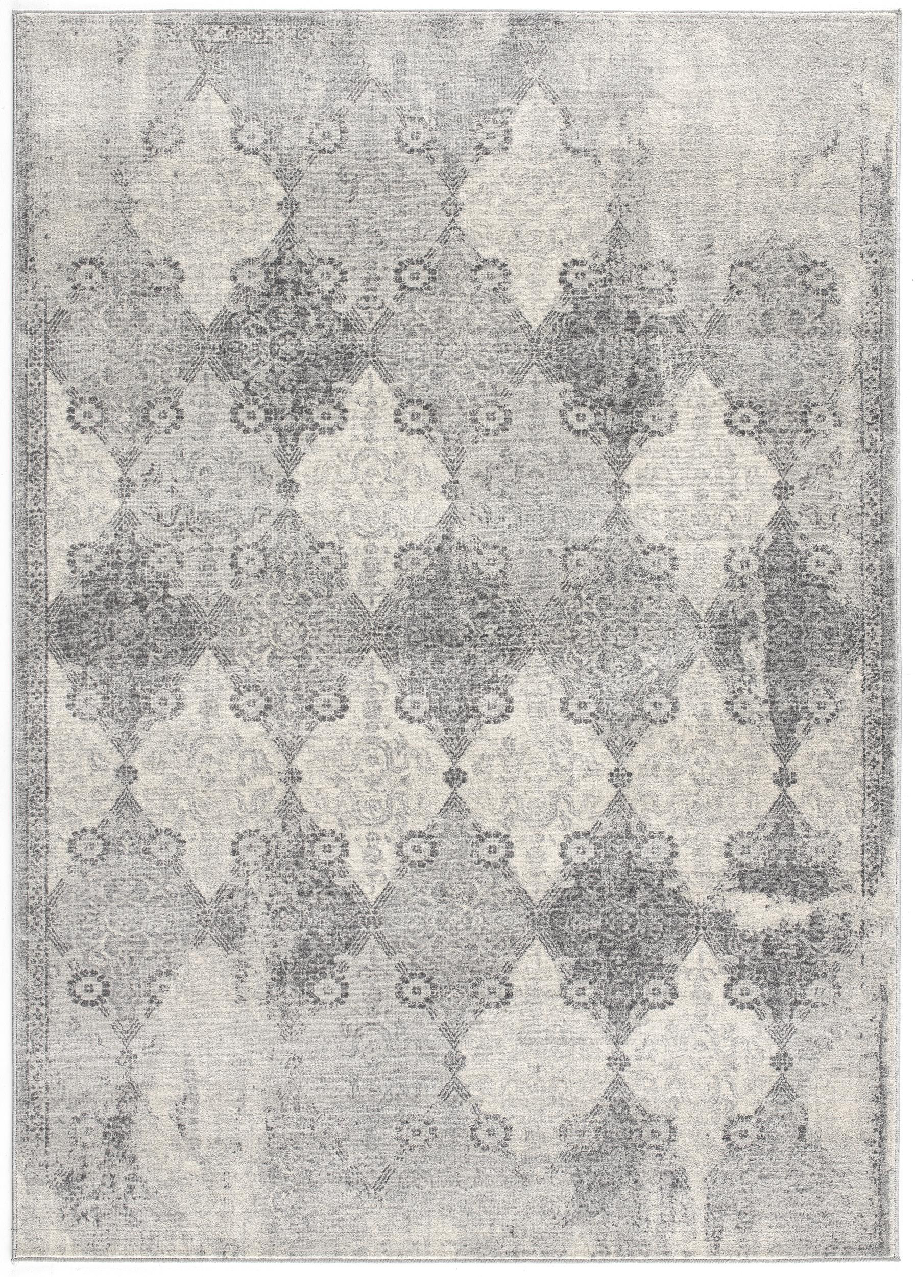 4' X 6' Gray Distressed Trellis Pattern Area Rug-390208-1