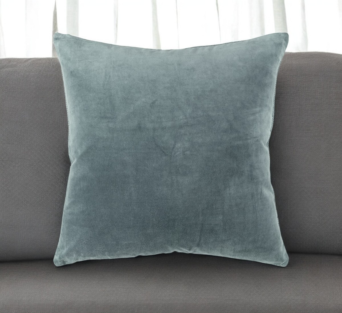 22" Teal Cotton Velvet Throw Pillow-403458-1
