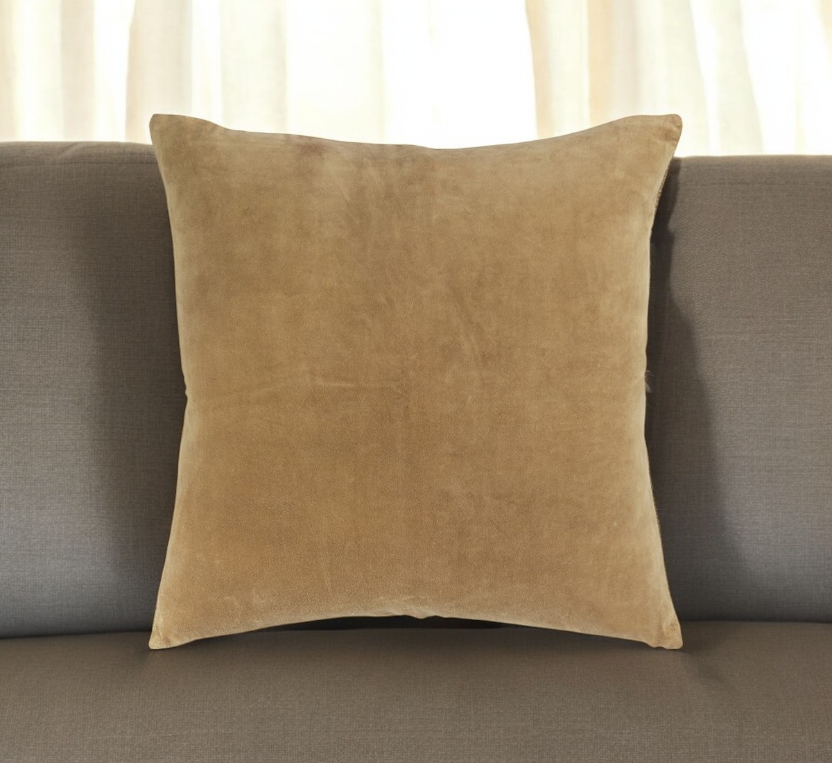 22" Gold Cotton Velvet Throw Pillow-403461-1