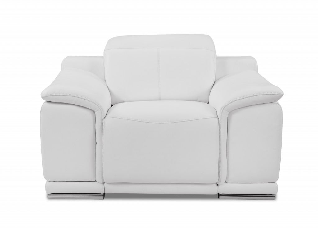 48" White Italian Leather Arm Chair-476509-1