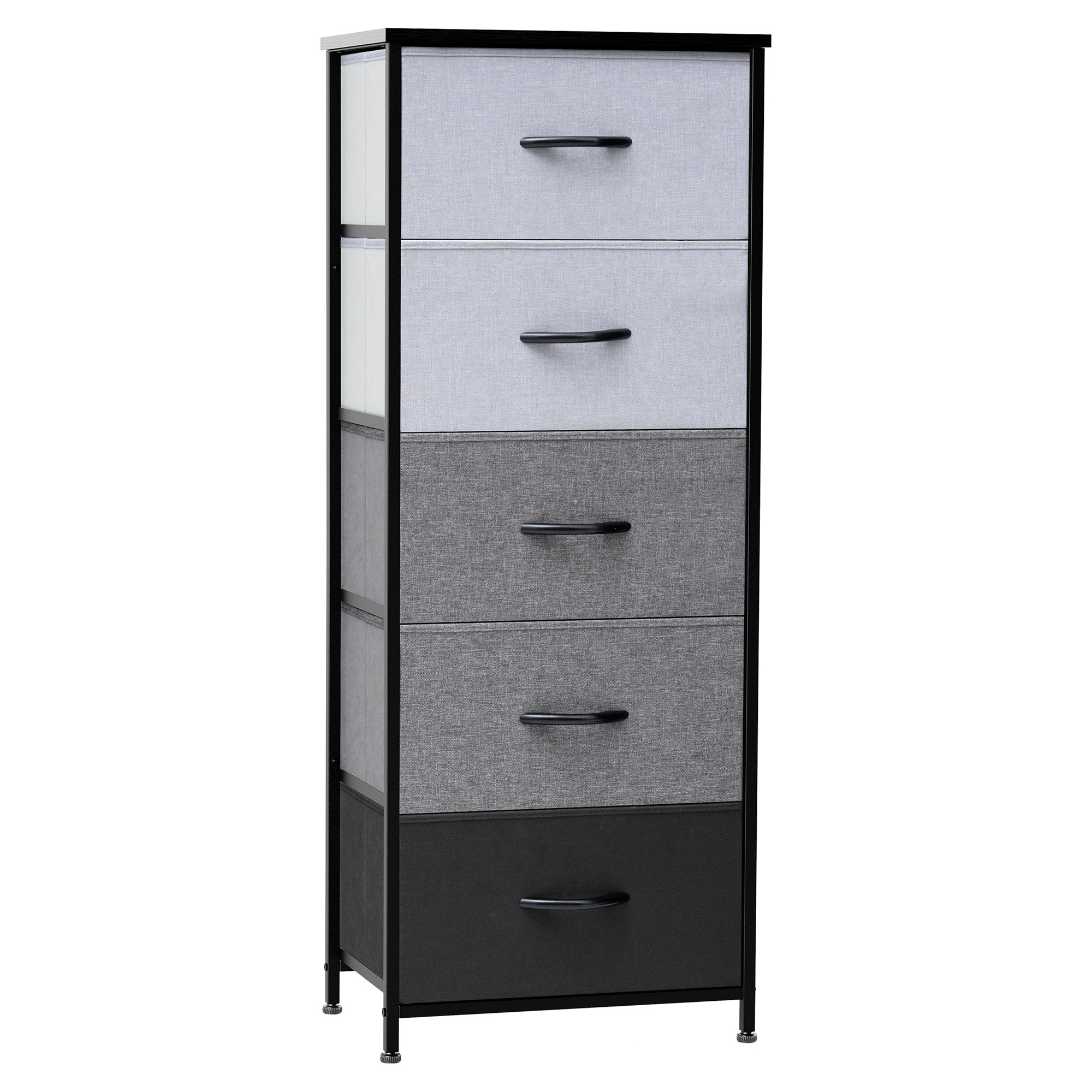 18" Gray and Black Steel and Fabric Five Drawer Chest-484681-1