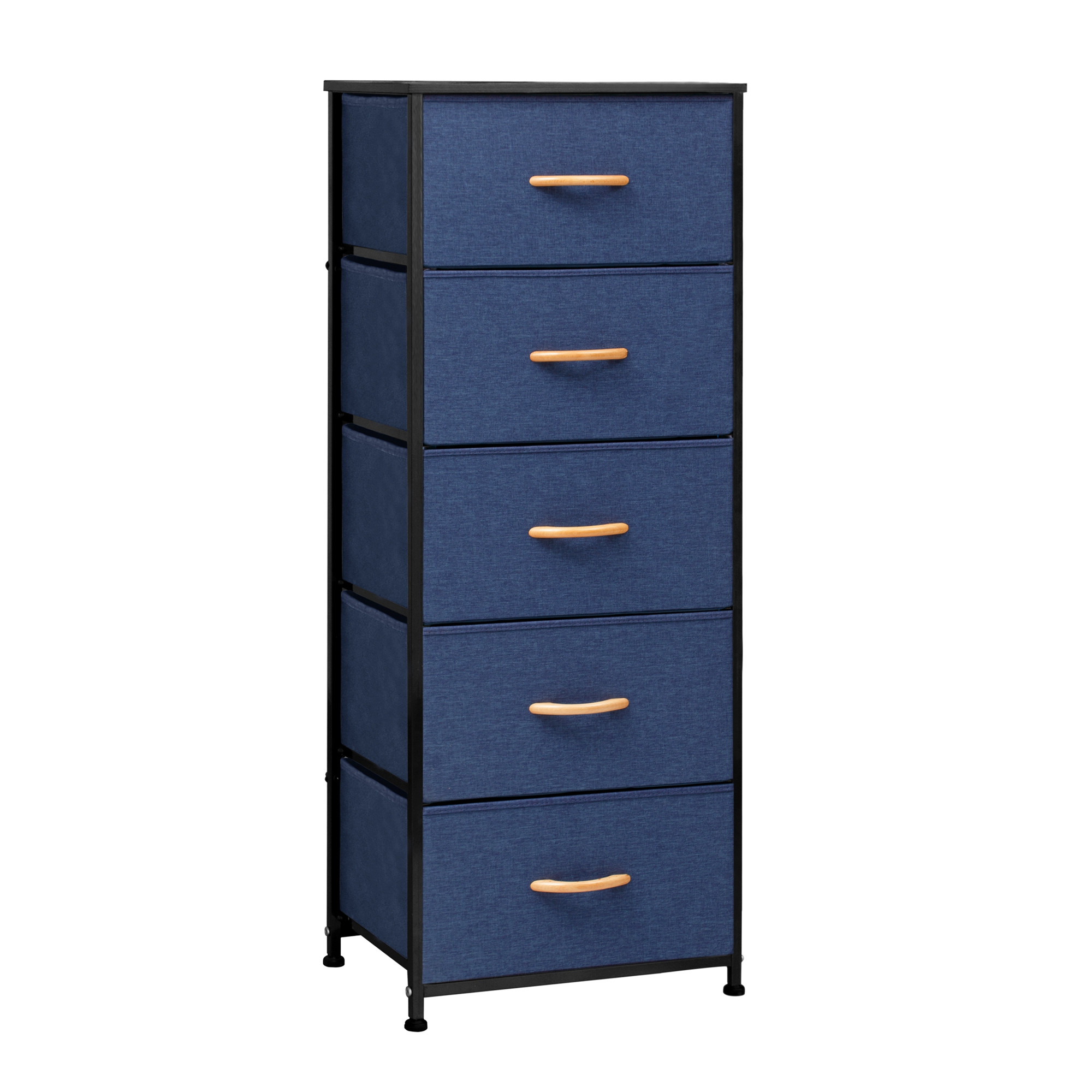 18" Blue and Black Steel and Fabric Five Drawer Chest-484682-1