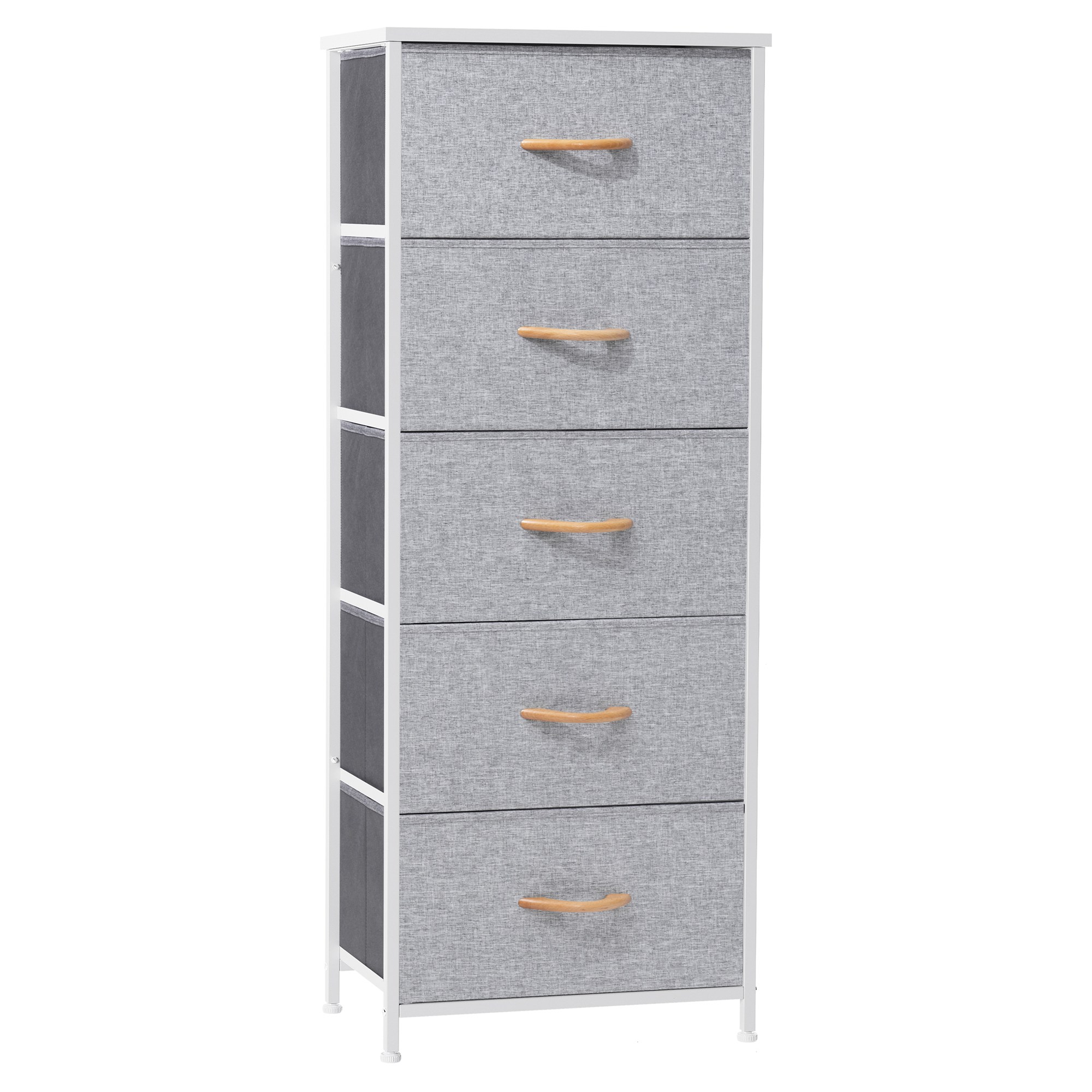 18" Gray and White Steel and Fabric Five Drawer Chest-484685-1
