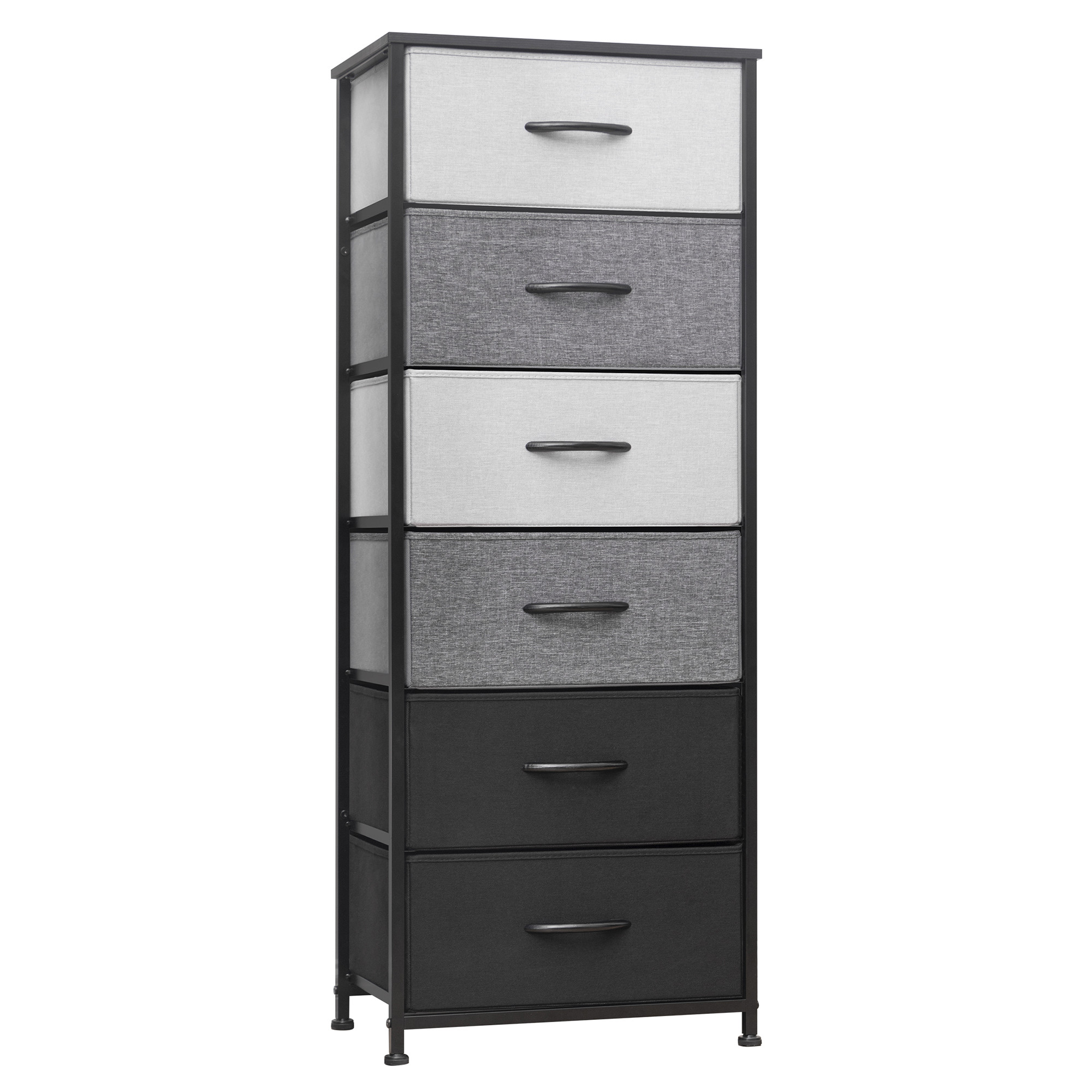18" Gray and Black Steel and Fabric Six Drawer Chest-484694-1