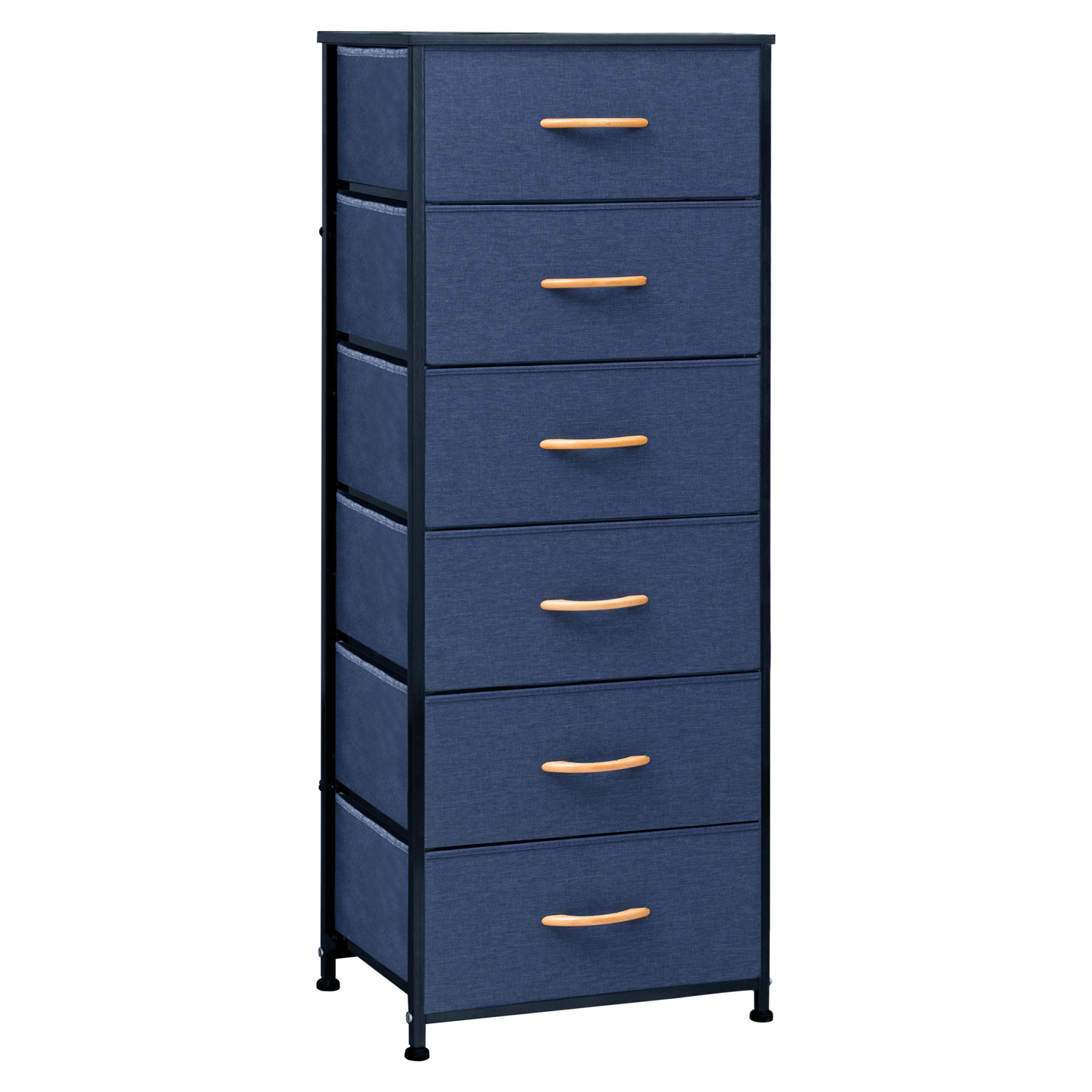 18" Blue and Black Steel and Fabric Six Drawer Chest-484695-1