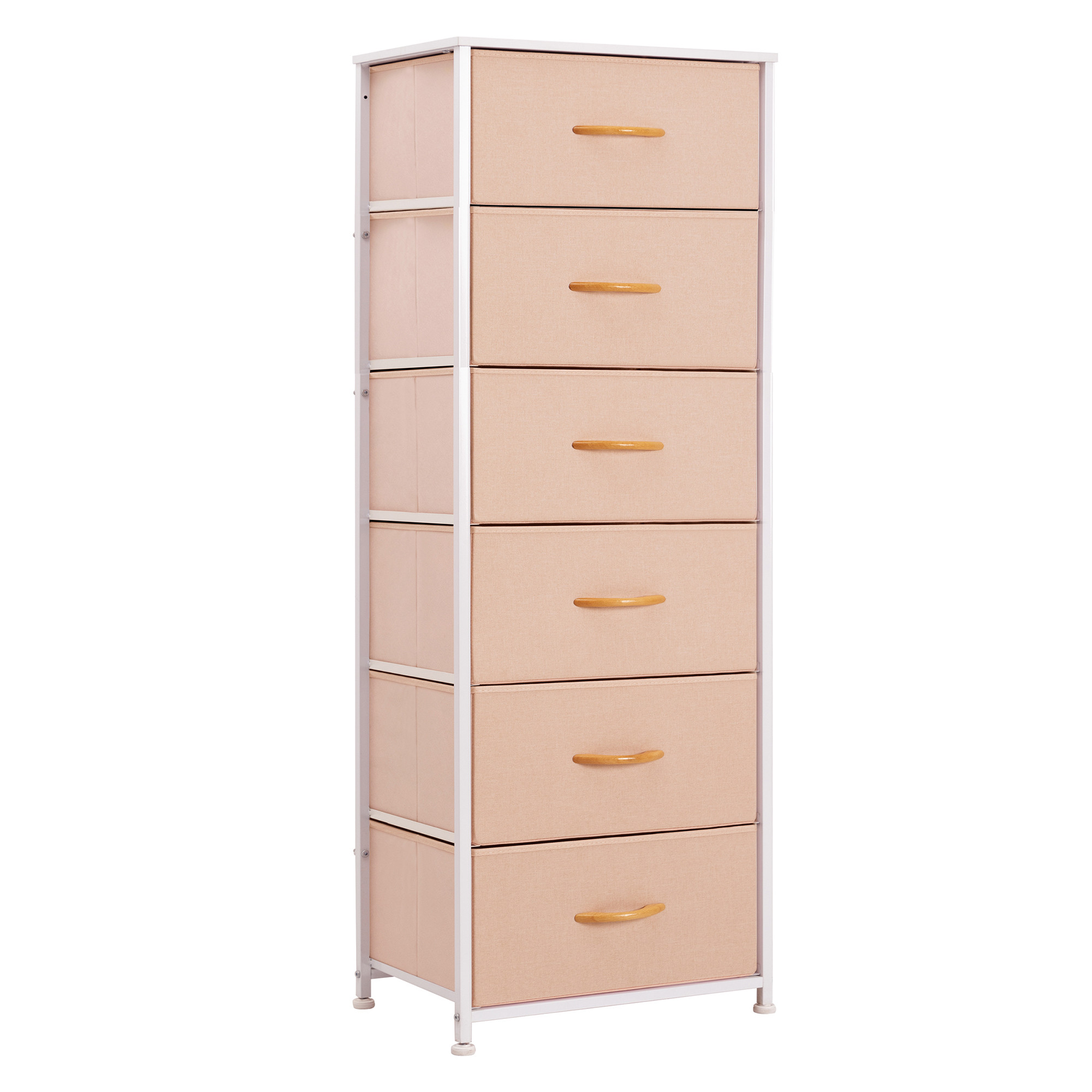 18" Pink and White Steel and Fabric Six Drawer Chest-484698-1