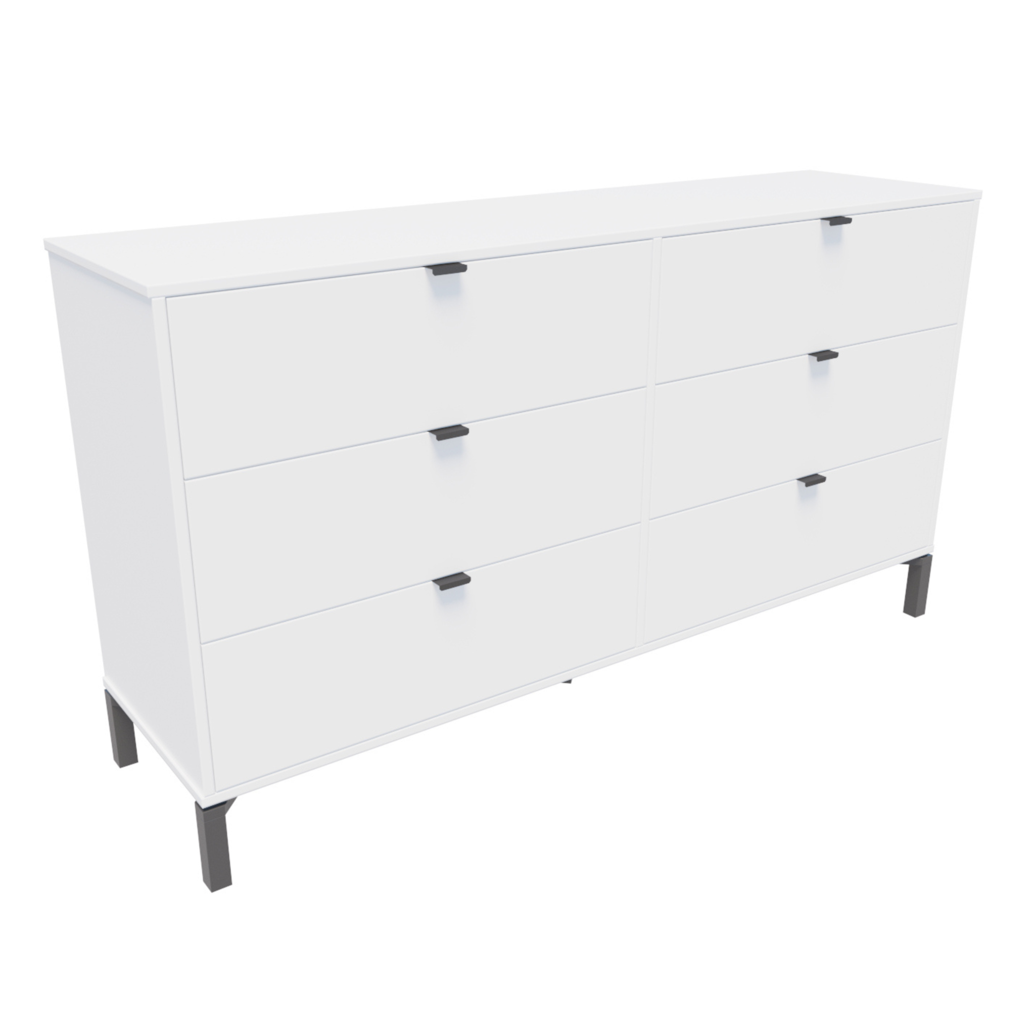 59" White and Black Six Drawer Double Dresser-490829-1
