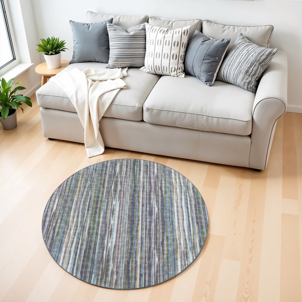 4' Purple Round Ombre Tufted Handmade Area Rug-491810-1