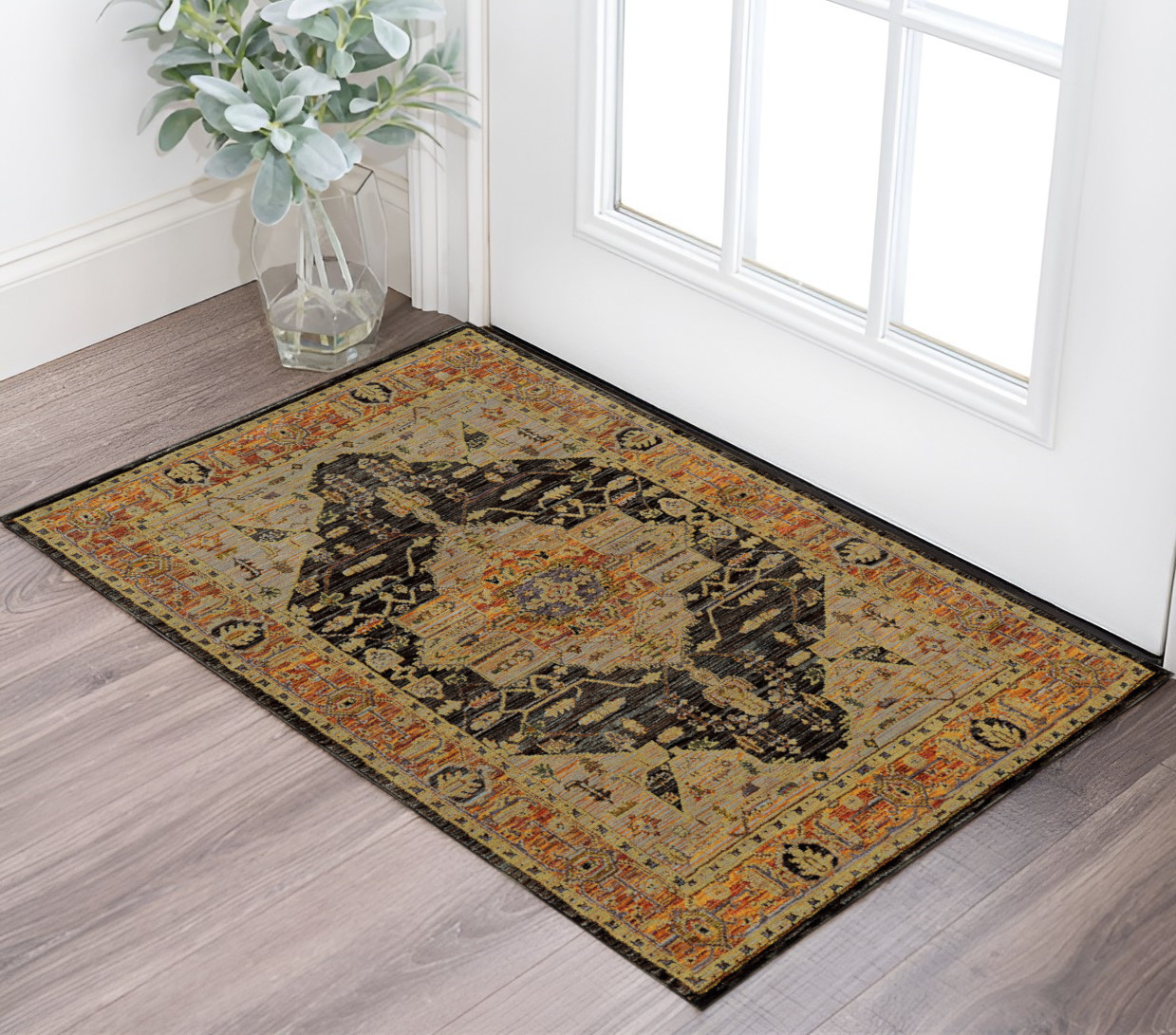 2' X 3' Gold And Gray Oriental Area Rug-510122-1