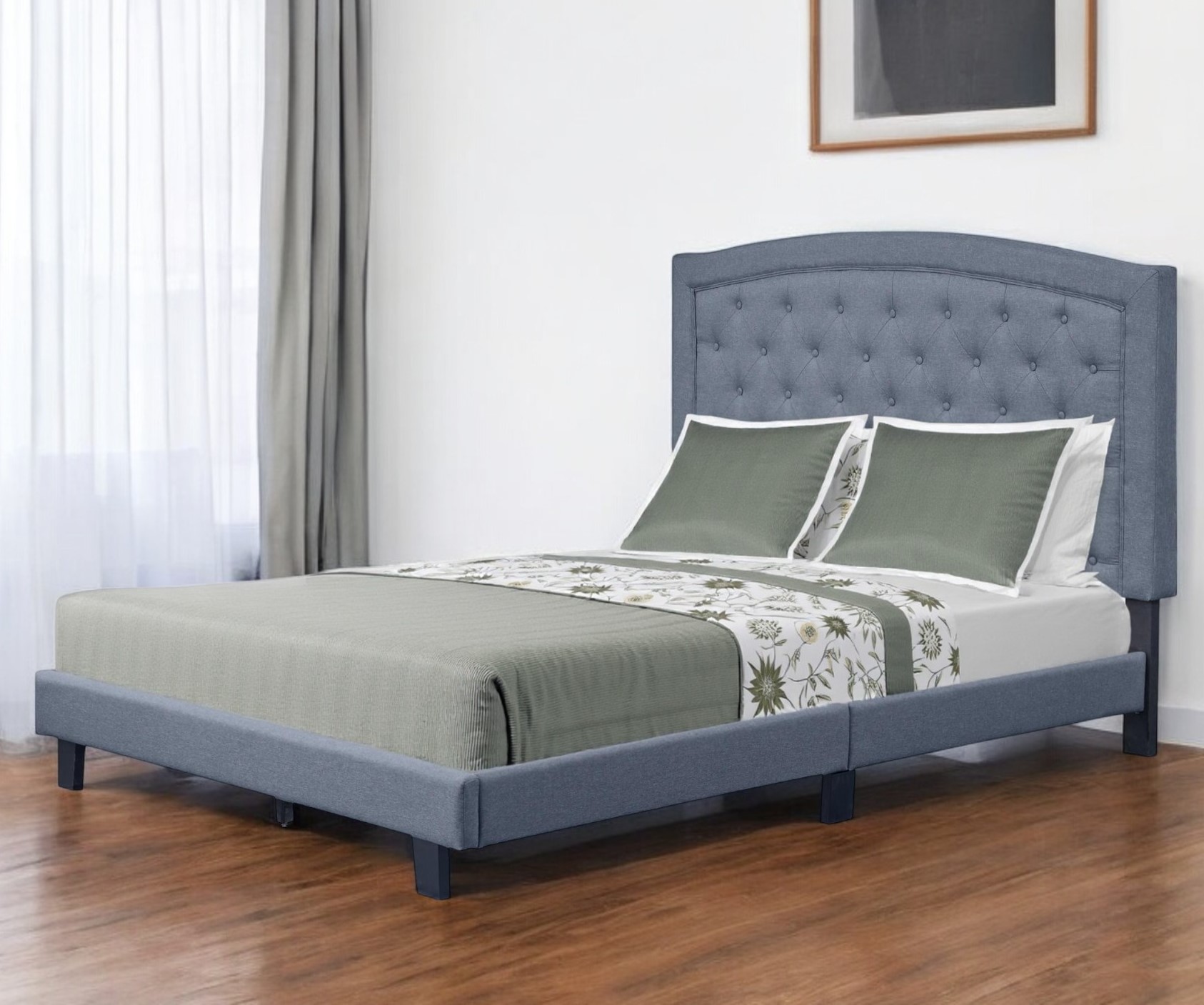 Gray Tufted Upholstered King Bed Frame-526868-1