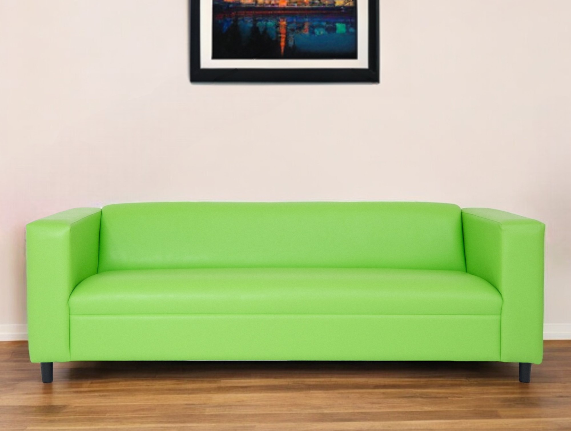 84" Green Faux Leather Sofa With Black Legs-530486-1
