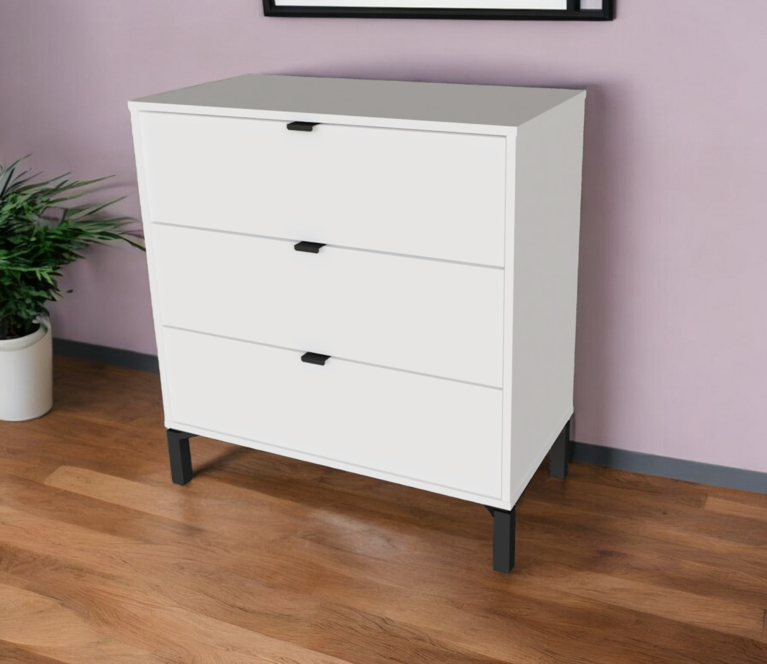 30" White Three Drawer Dresser-533811-1