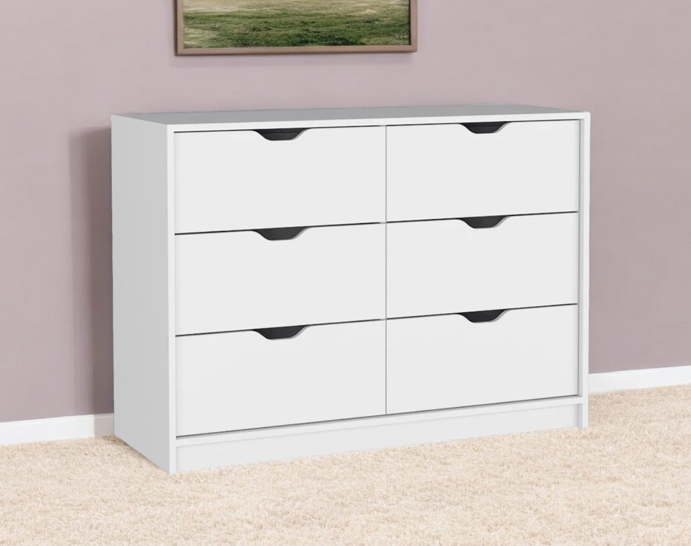 42" White Six Drawer Double Dresser-544054-1