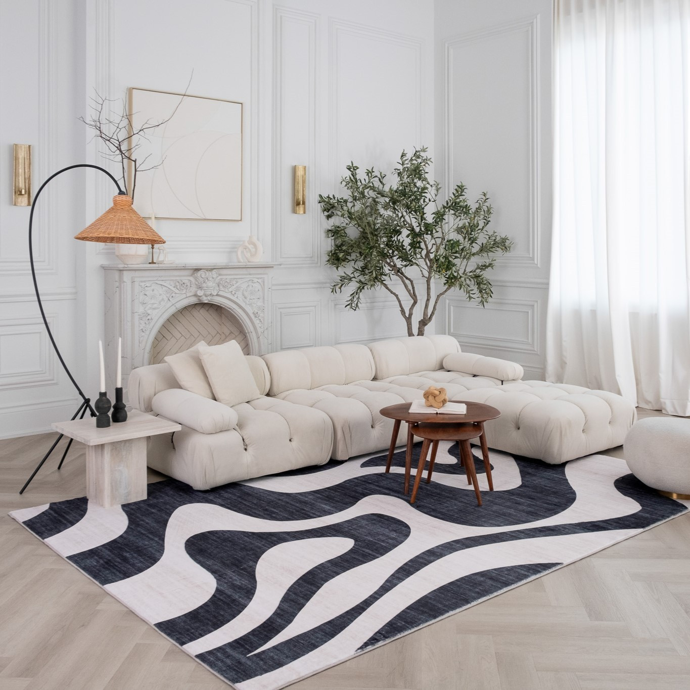 5' X 8' Black and White Zebra Print Area Rug-570048-1