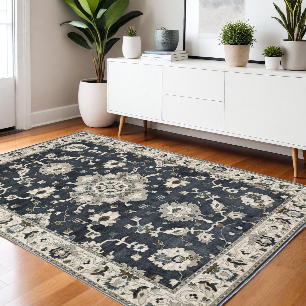 4' X 6' Blue Oriental Area Rug-574806-1