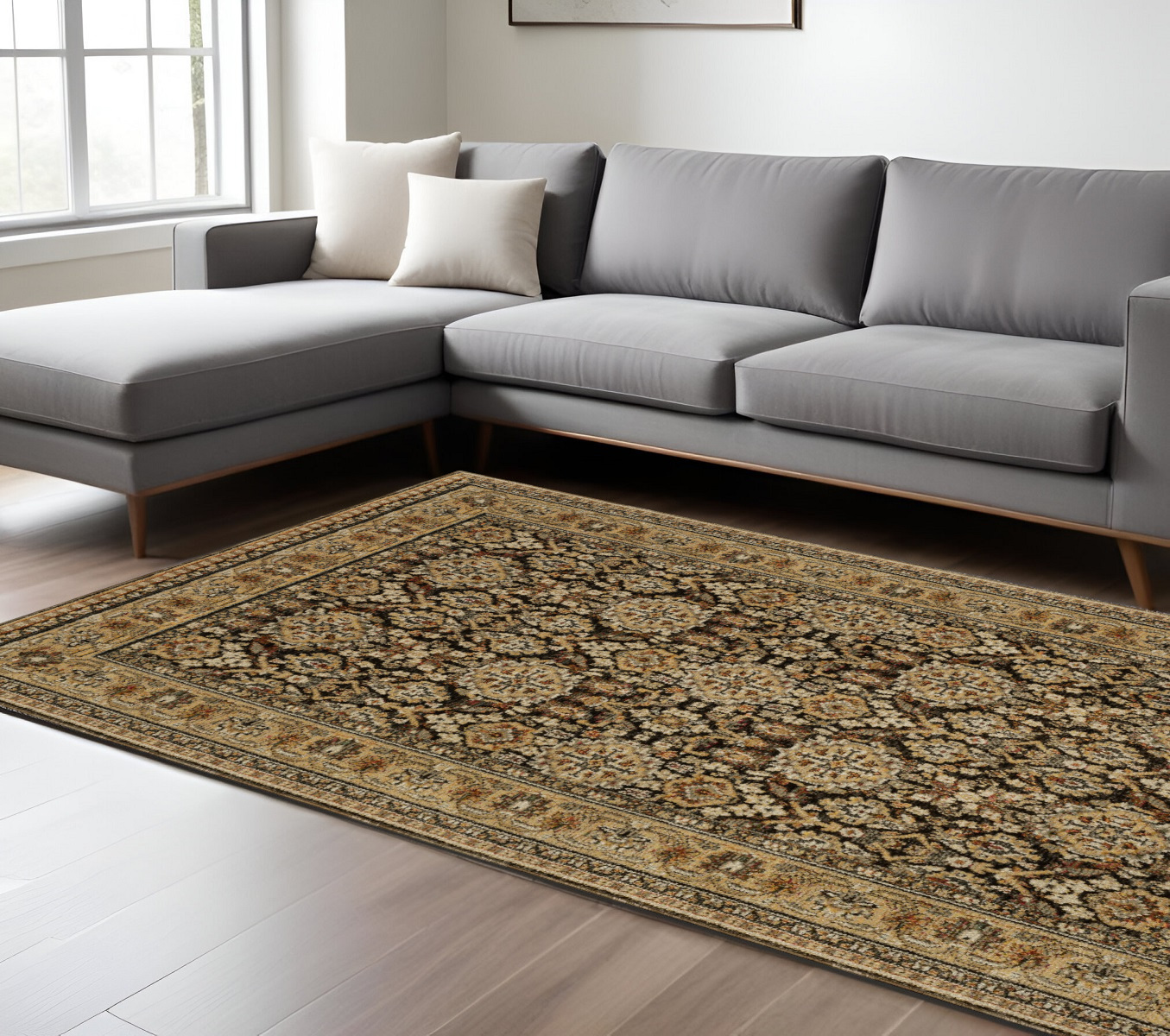 10' X 13' Brown And Gold Oriental Area Rug-576329-1